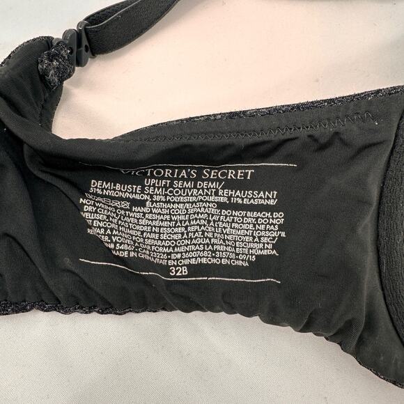 Victoria’s Secret Uplift Semi Demi Charcoal Black Bra Size 32B - Picture 6 of 6